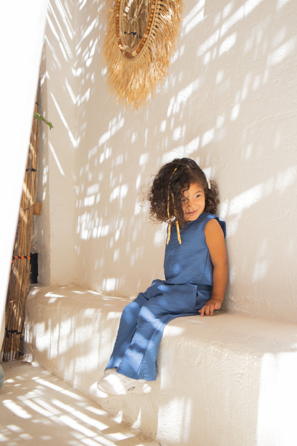 Blue Crop Top Linen Set