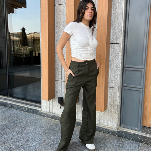 Olive Green Suit Pants