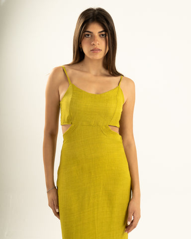 Yellow Green Cutout Dress