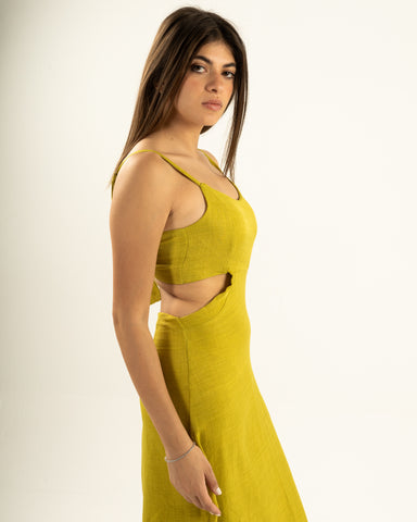 Yellow Green Cutout Dress