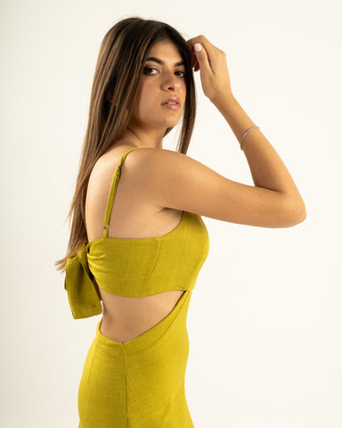 Yellow Green Cutout Dress