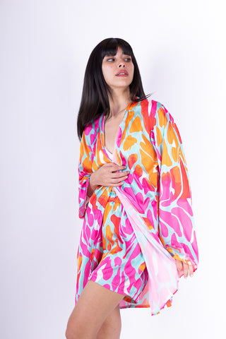 Pink x Orange Kimono Set